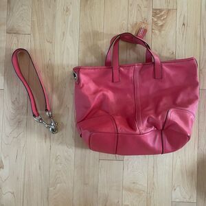 Pink Coach leather tote bag